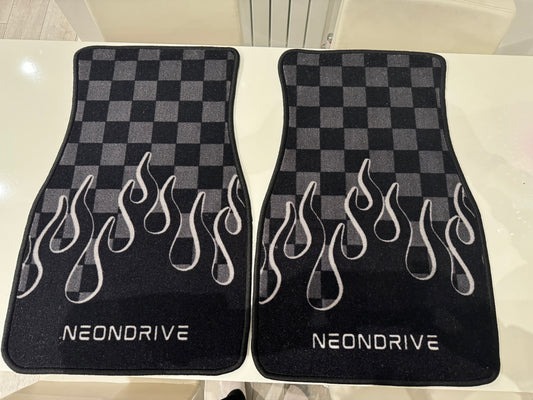 Checkered Flame Car Floor Mats